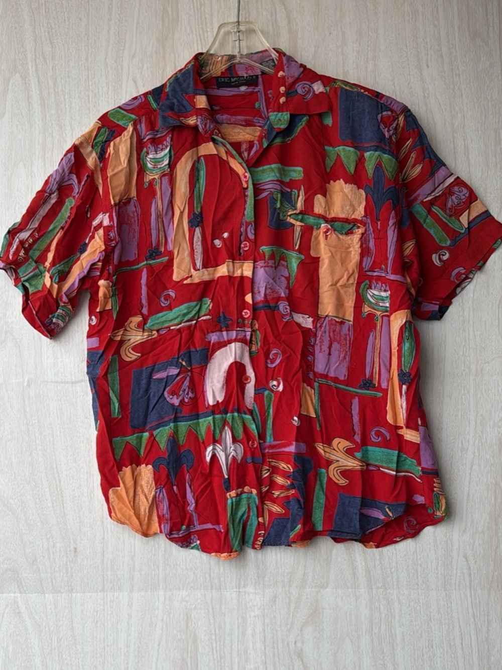 Vintage Short-Sleeve Red Printed Shirt - Unbranded